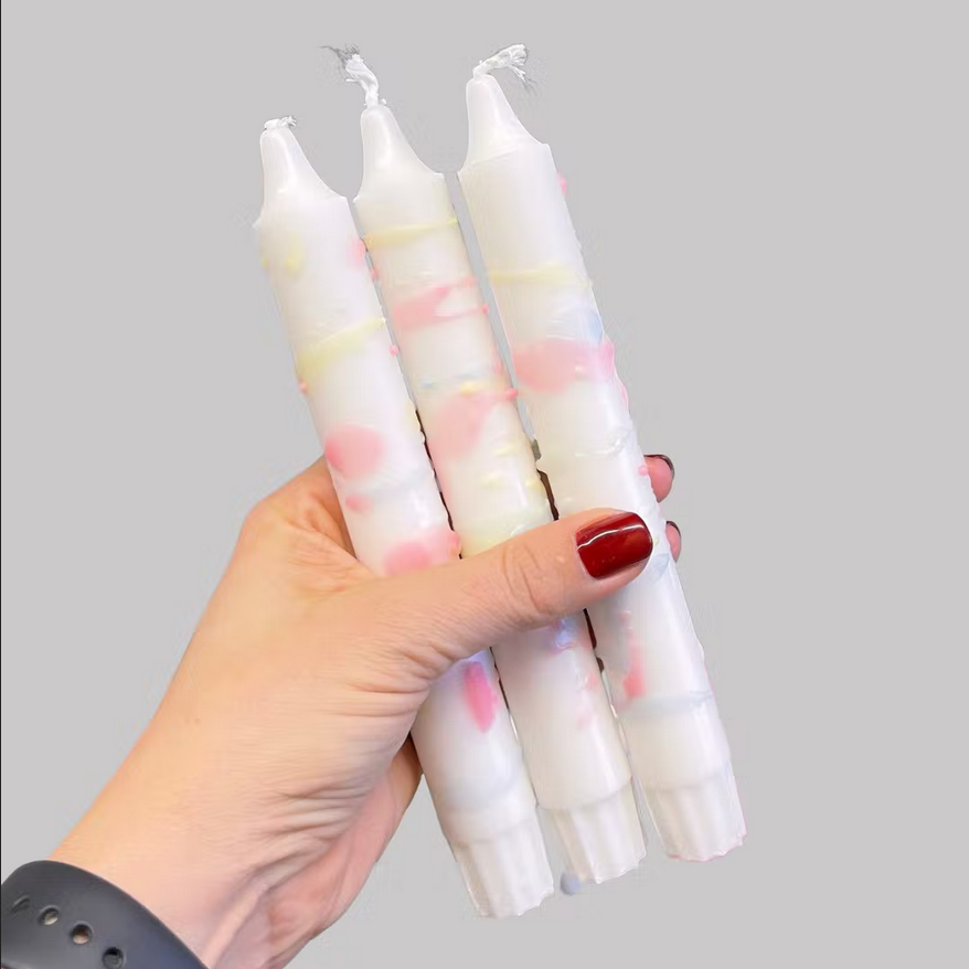 Confetti Dinner Candles with pastel colors